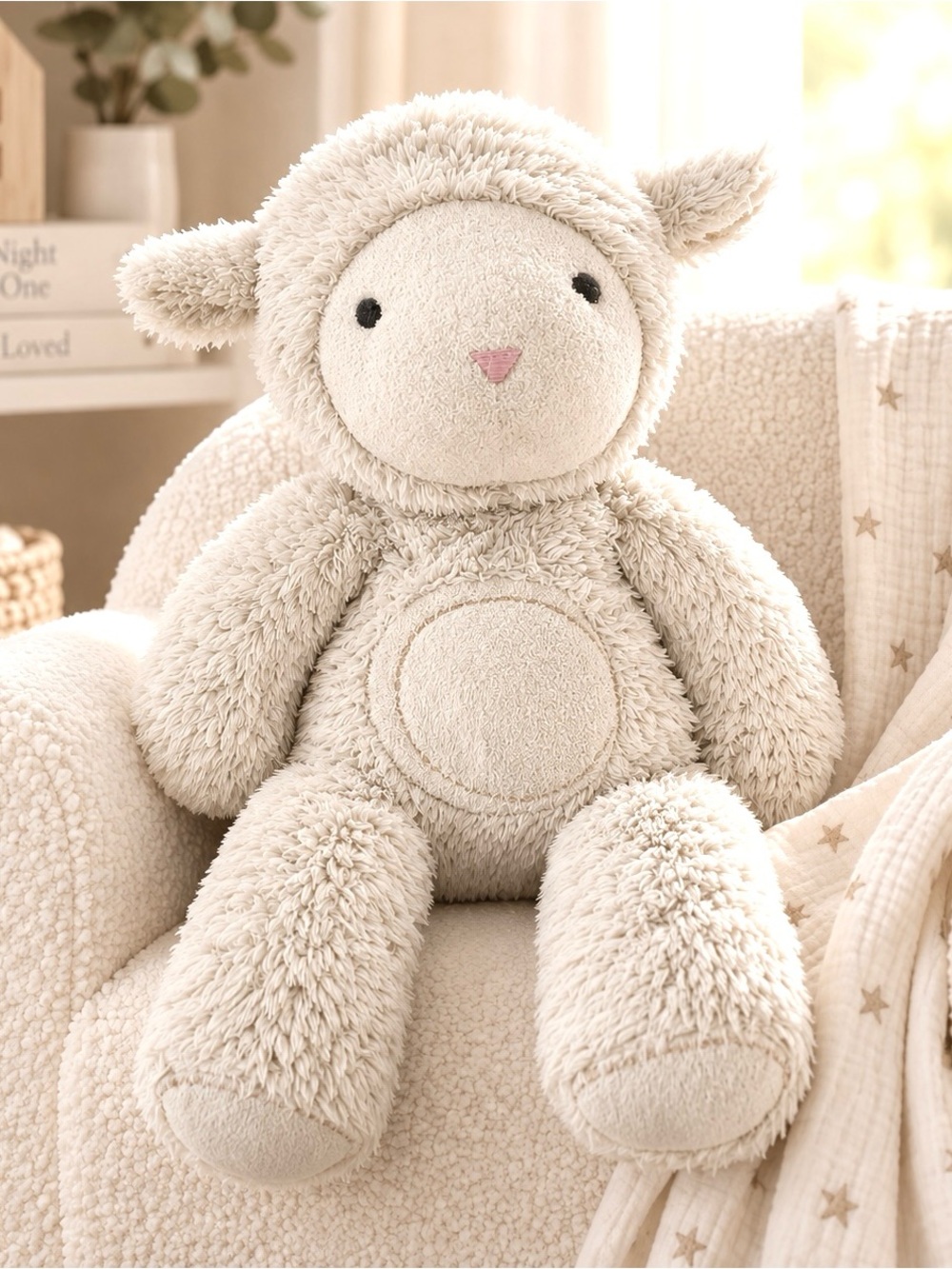 Pottery Barn Kids Flat Stitch Lamb Sheep 16” Cream Plush Stuffed Animal PBK